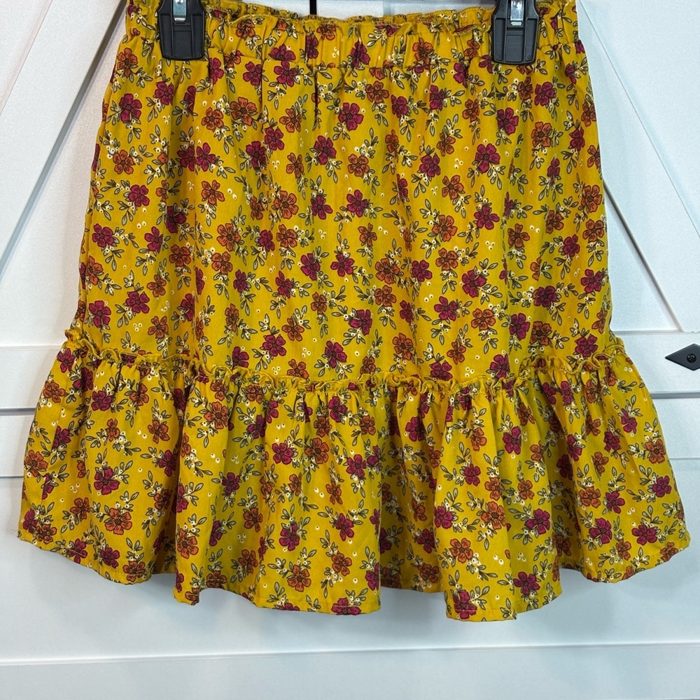 Girl’s Yellow Floral Ruffle Skirt size L